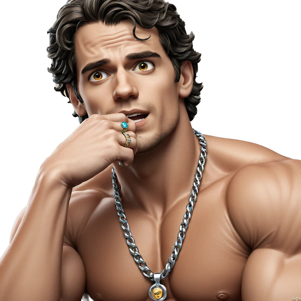 muscular male with jewelry emoji