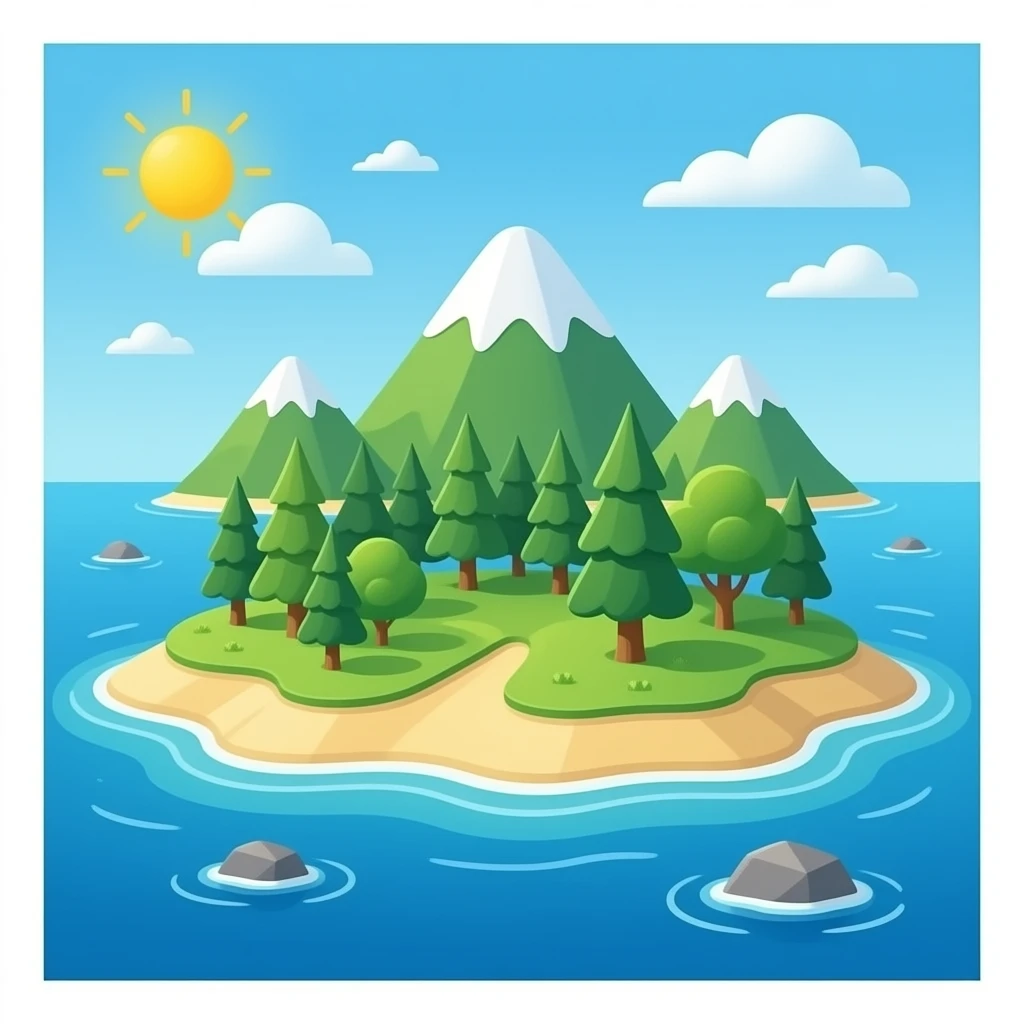 Une île avec un fond blanc emoji