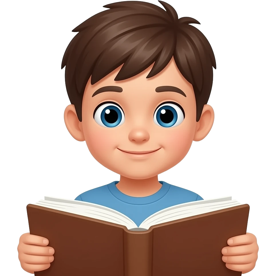 young boy reading emoji