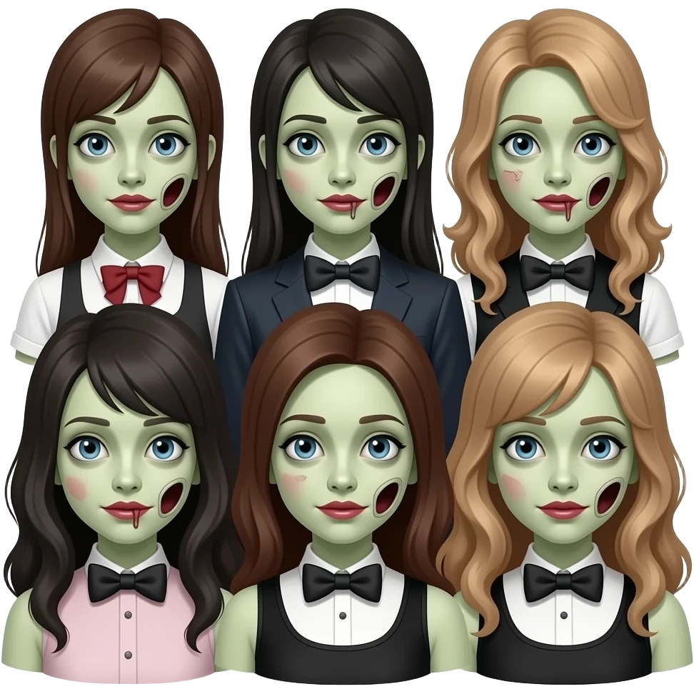 female zombies with bowties emoji