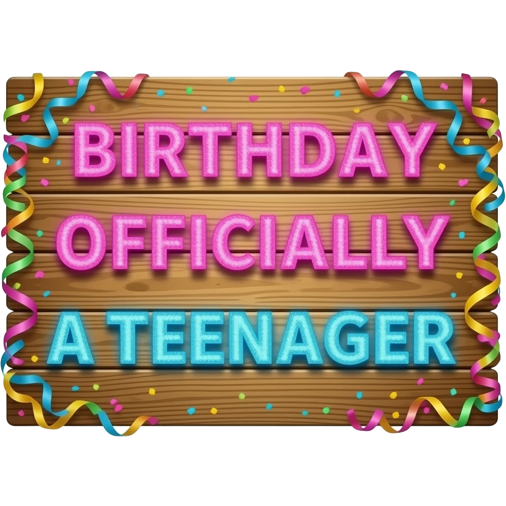 13TH BIRTHDAY  OFFICALLY A TEENAGER SIGN emoji