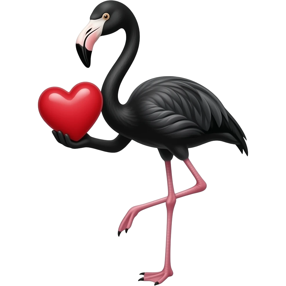 Black flamingo red heart emoji