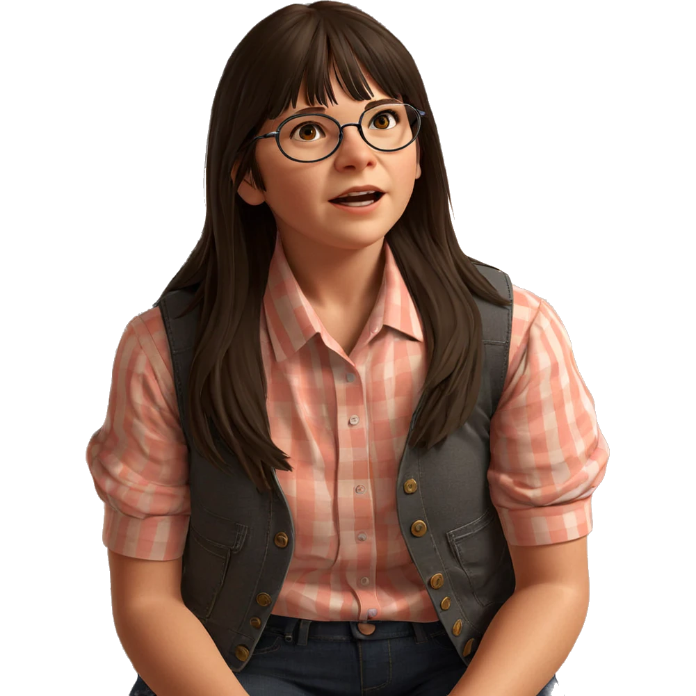 girl in glasses sitting down emoji