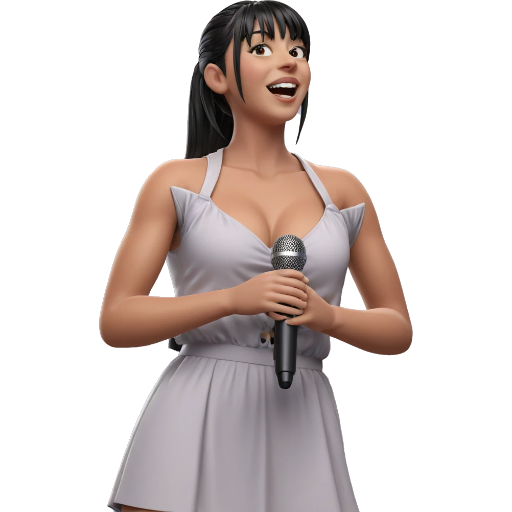happy girl with microphone emoji