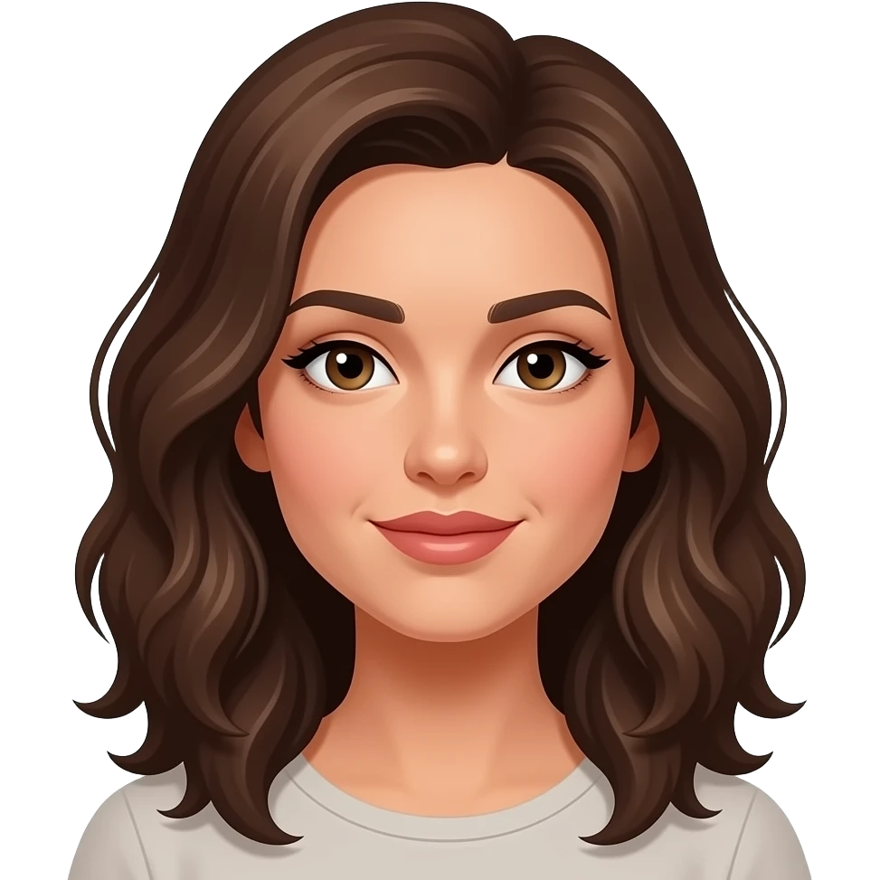 light olive skin brunette woman with wavy hair emoji