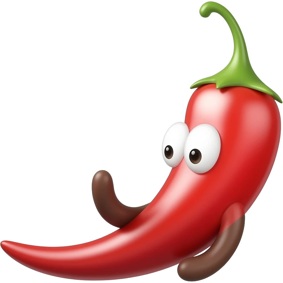 a red chili with female eyes emoji
