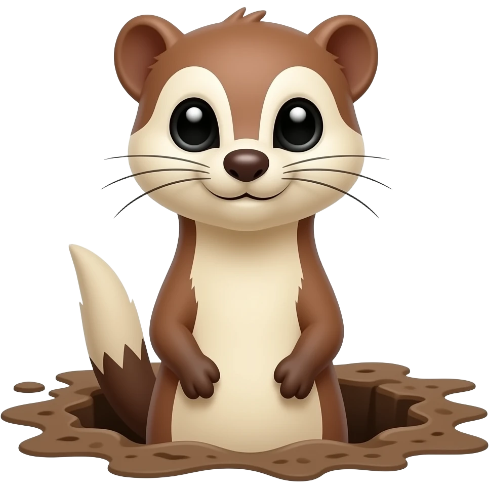 Cartoon weasel peaking from a hole emoji