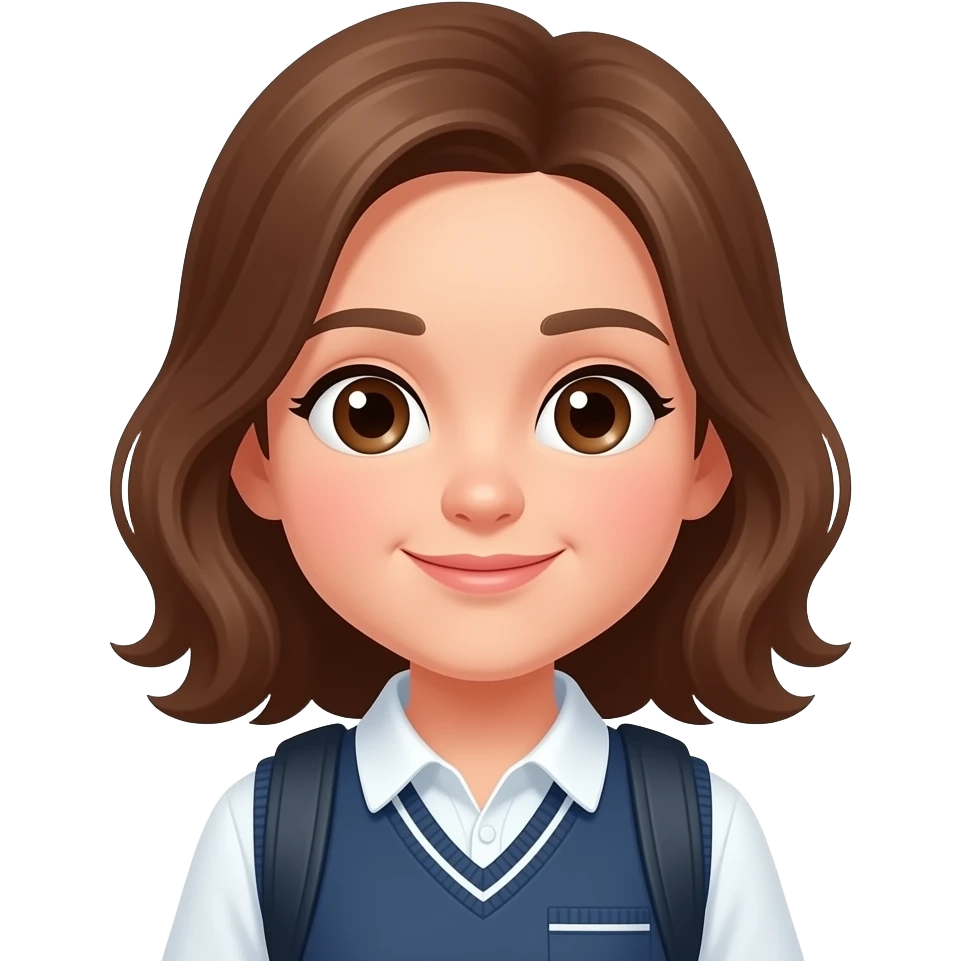 Chica saliendo de la escuela pelo castaño emoji