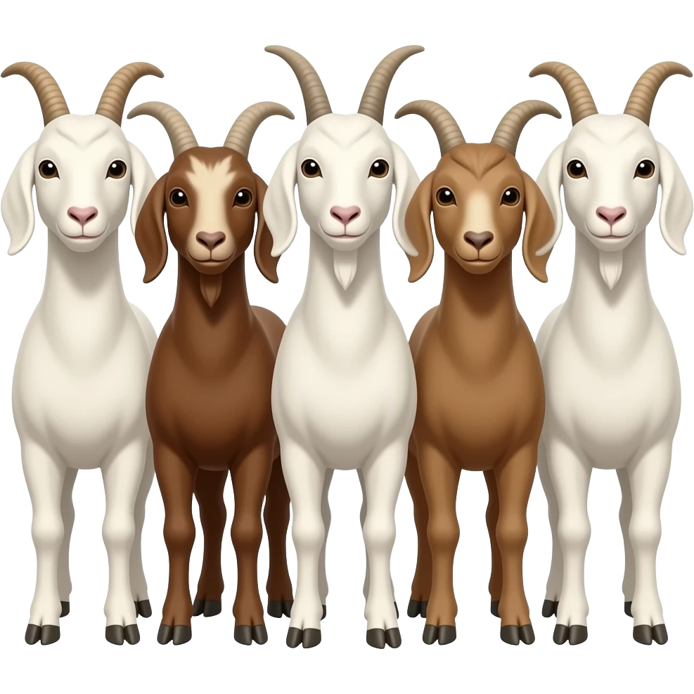 Hazme seis cabras de colores blancos y marrones. Tienen que estar las siete juntas. emoji