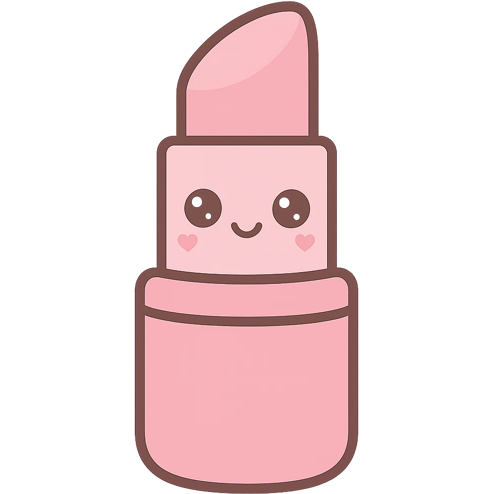 Edit the lipstick emoji to have pink color lipstick, keep the kawaii style, and remove the background. emoji