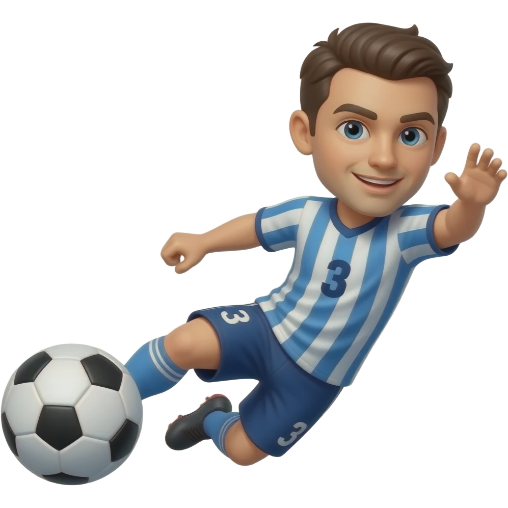 player slide tackling soccer with no.3 on it emoji