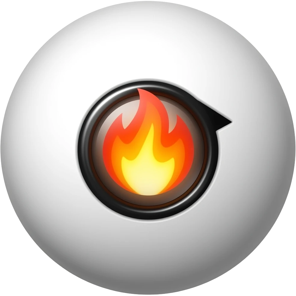 A table tennis ball with an firearrow marking the spin, indicating that it is a backspin emoji