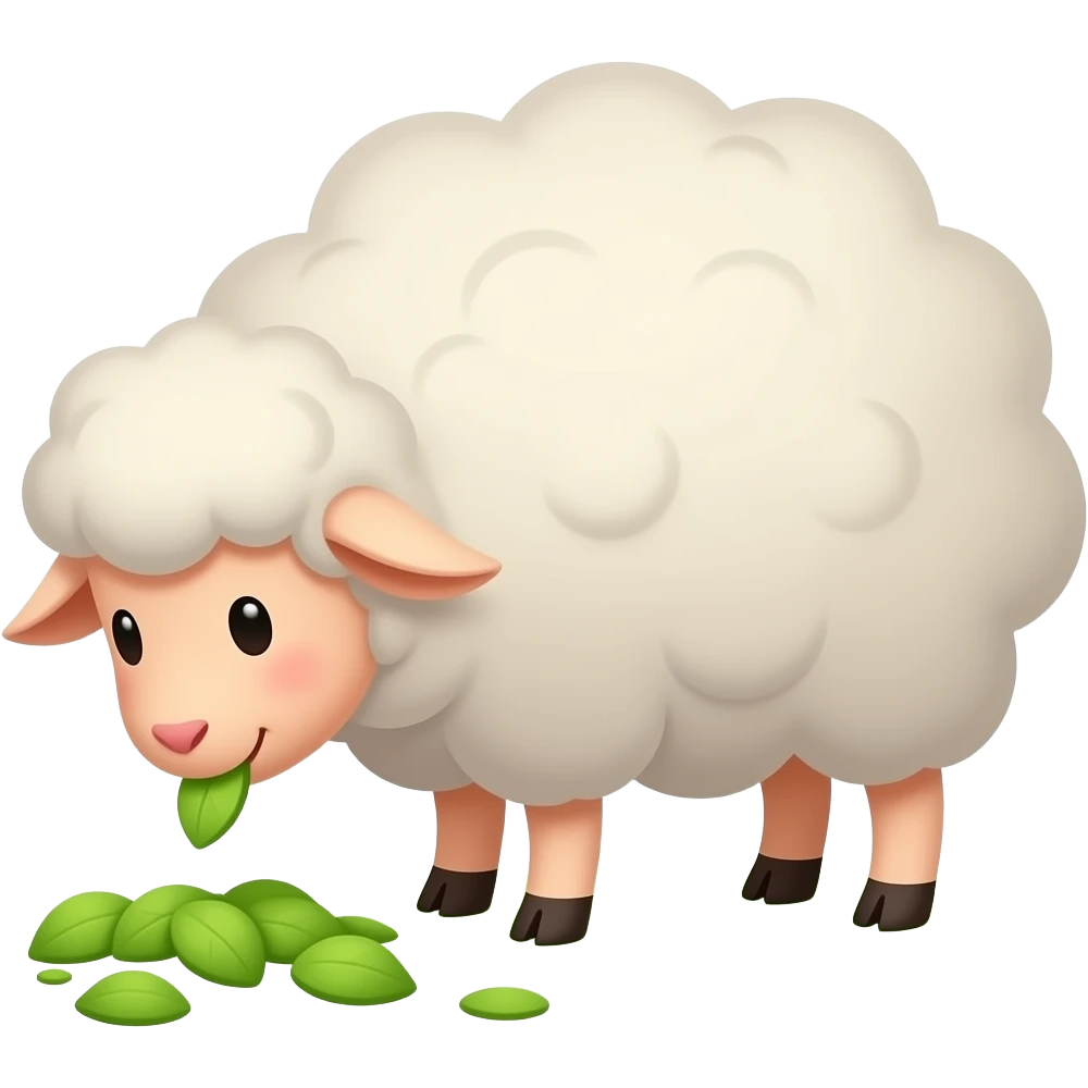 Cartoon sheep eating emoji