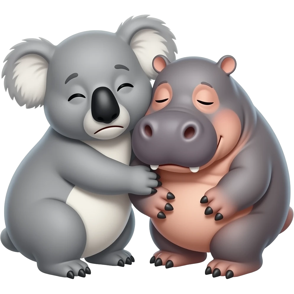 koala suffocating hippo cuddling so closely emoji