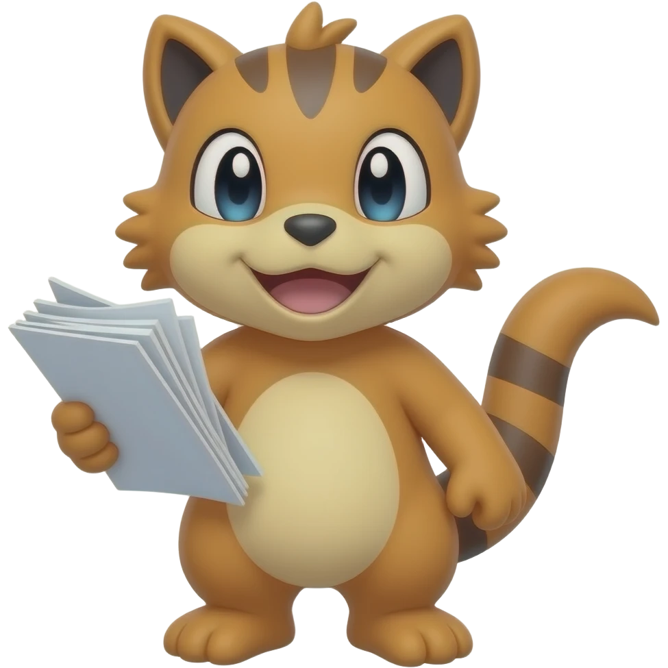Pokemon meowth with documents in hand emoji