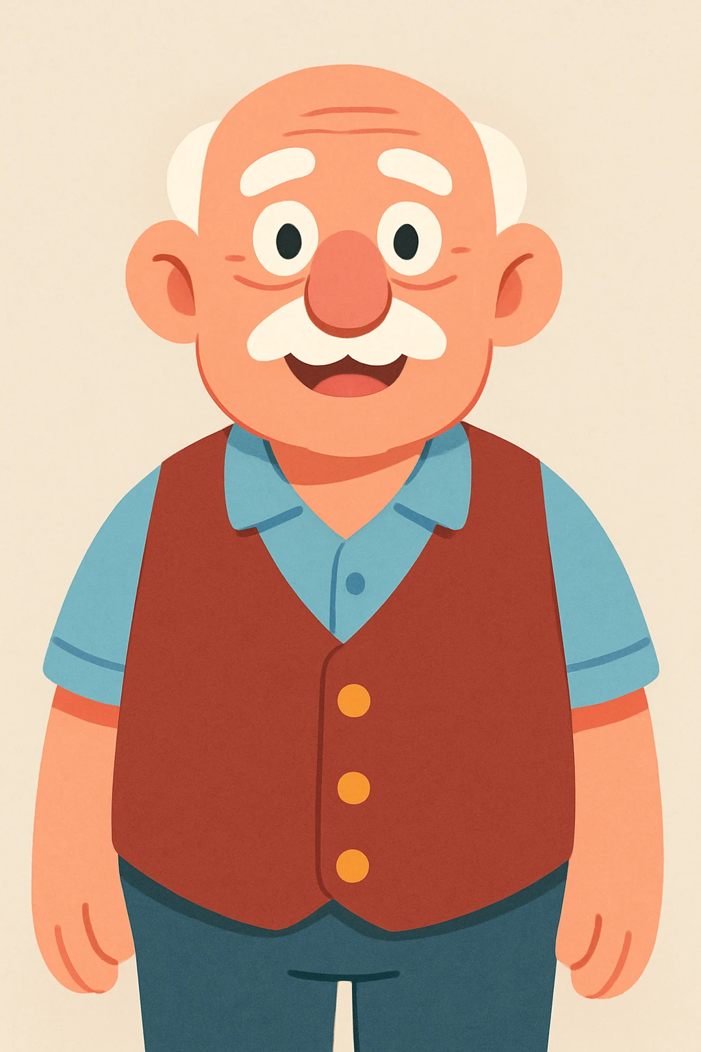 a old man in vest, front view emoji