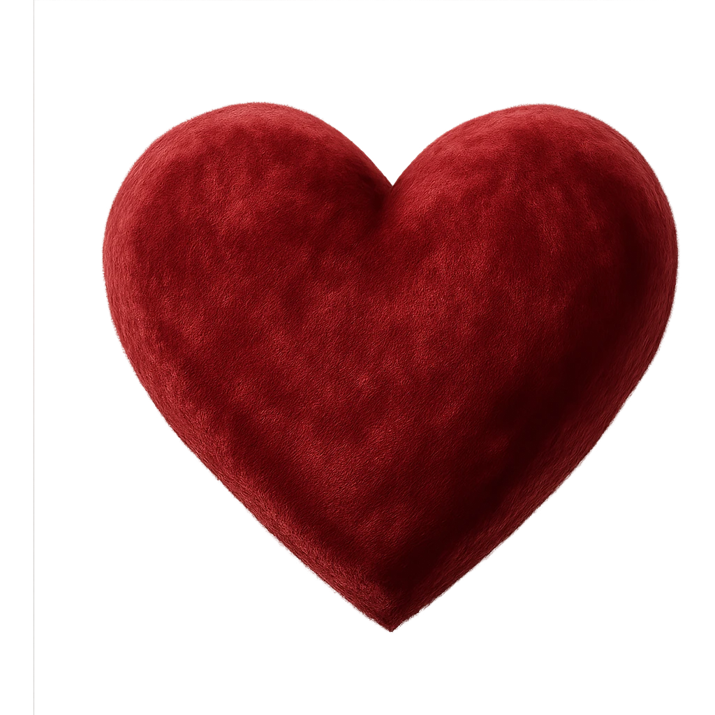 heart with a velvet plush texture, digital illustration, no background emoji