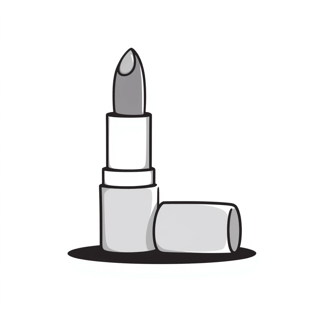 lipstick with the cap off showing the lipstick bullet in pastel colors dd9fb0 ffc6d3 a3bfc9 c4bee2 f1b091, detailed hand-drawn doodle style emoji