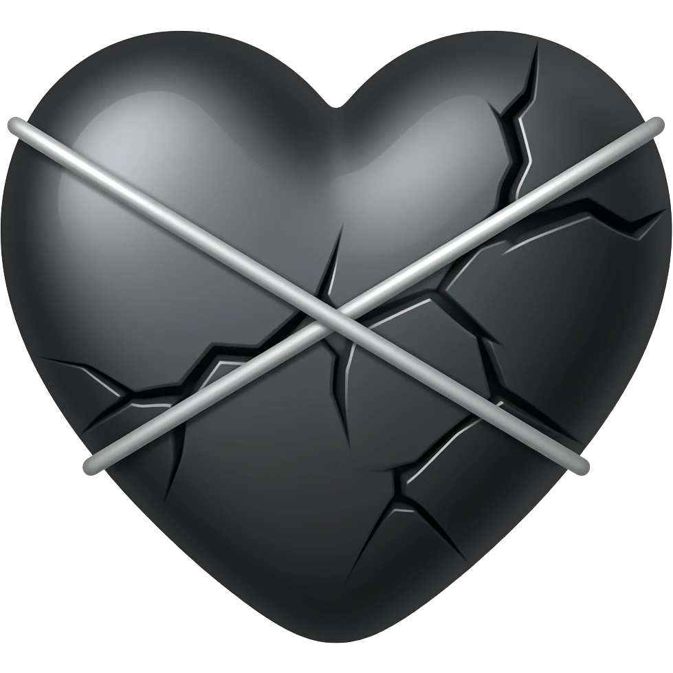 Black cracked mending heart emoji