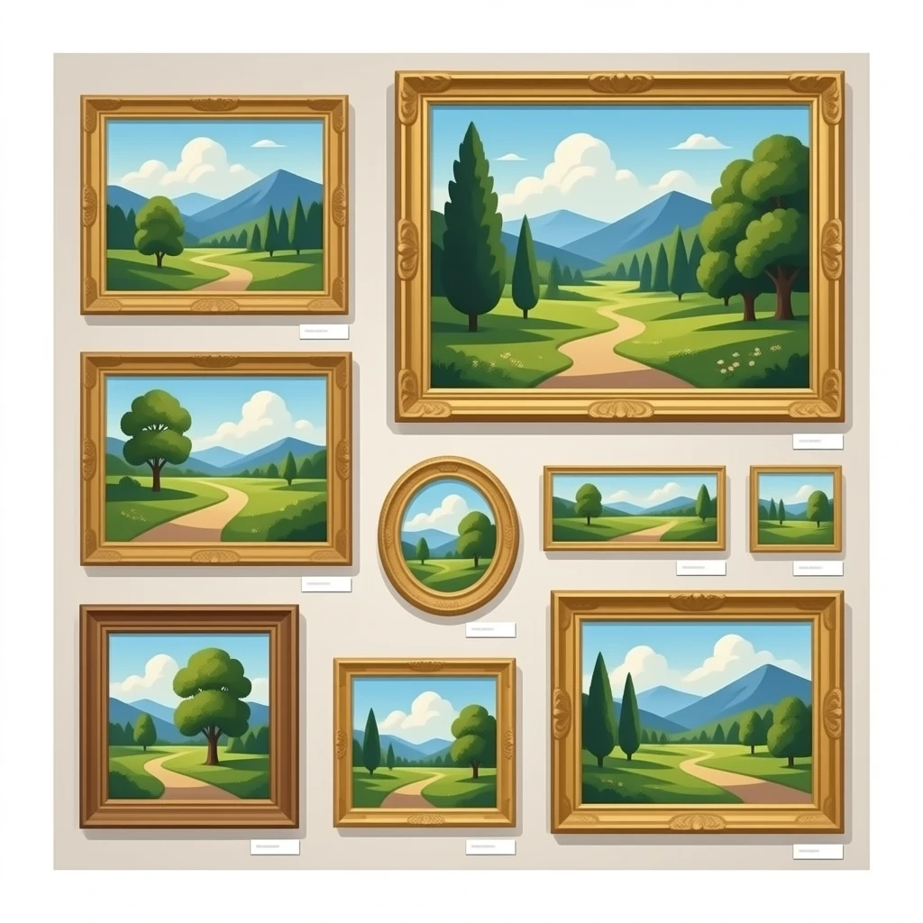 varios cuadros en museo emoji