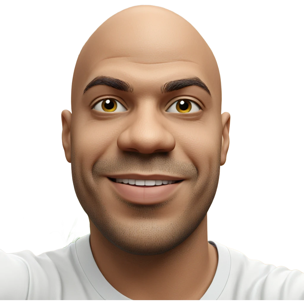 smiling bald man with plant emoji