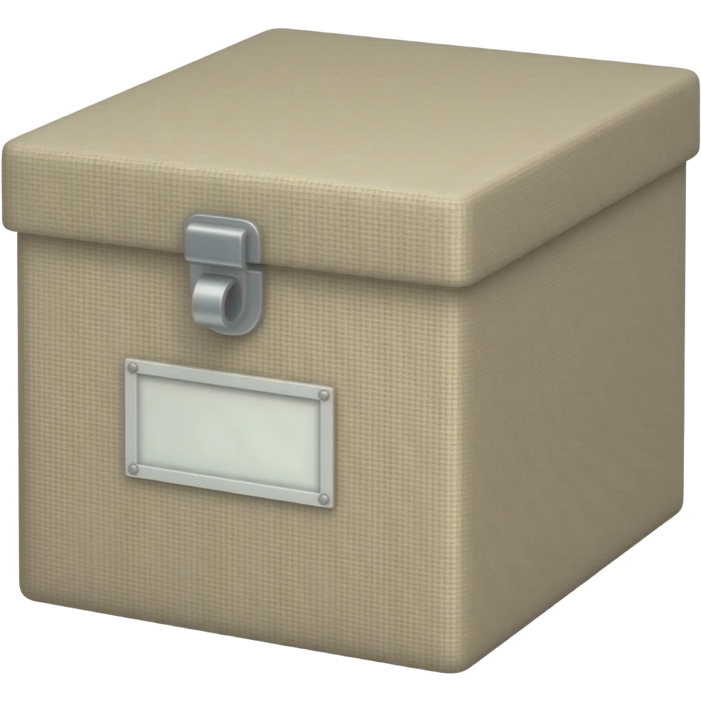 storage box linen with label emoji