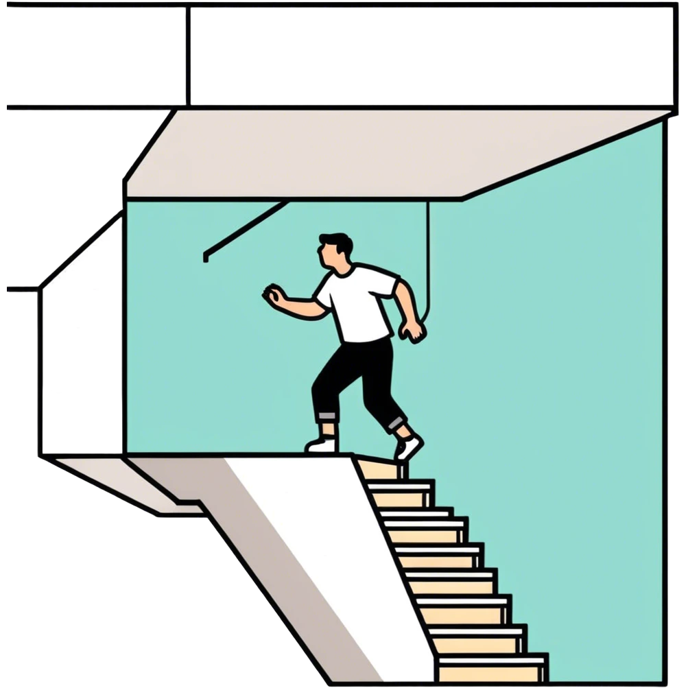 Guy climbing stairs in ceiling  emoji