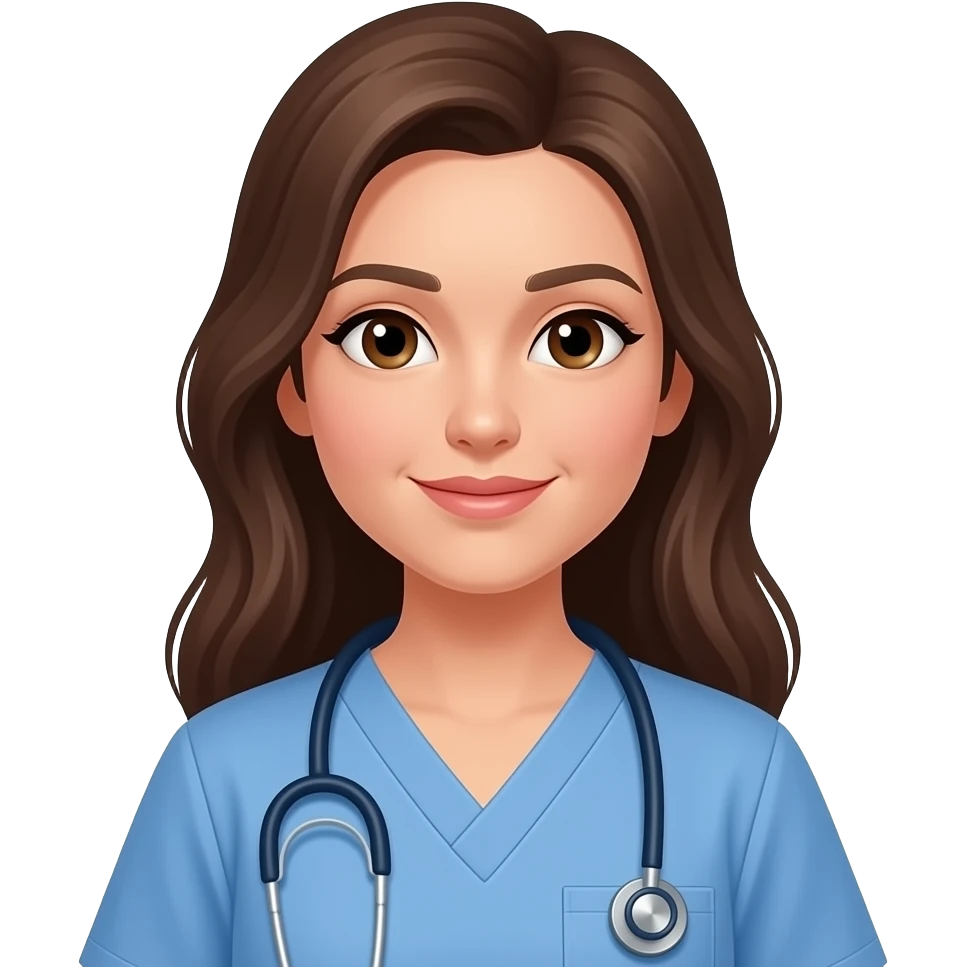 Surgical tech women with brown eyes and brown long hair emoji
