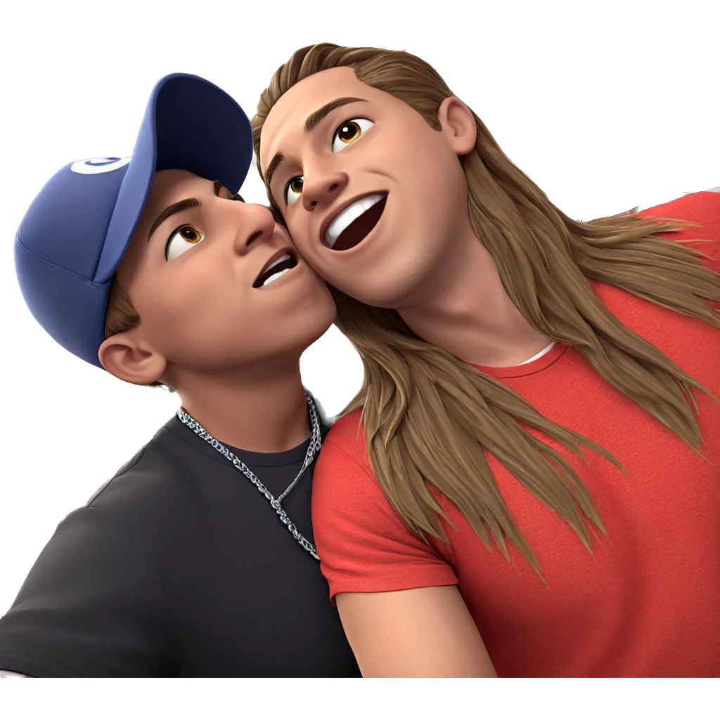 boys sharing a sweet moment emoji
