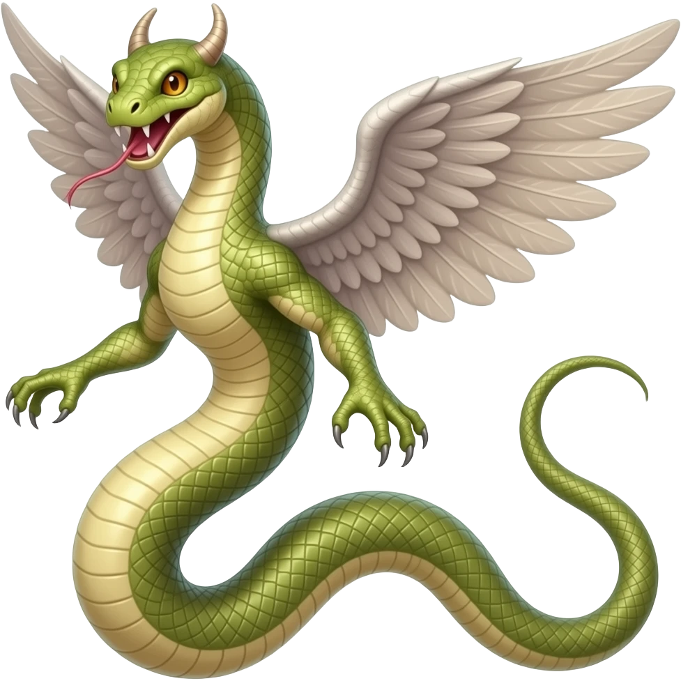 serpent with a head, wings and arms and another head in the tail emoji