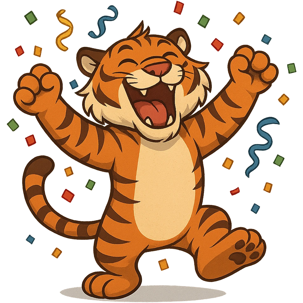 tiger celebrating, variation 4 emoji