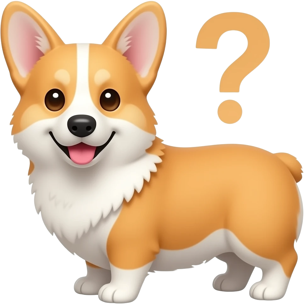 corgi with a question emoji