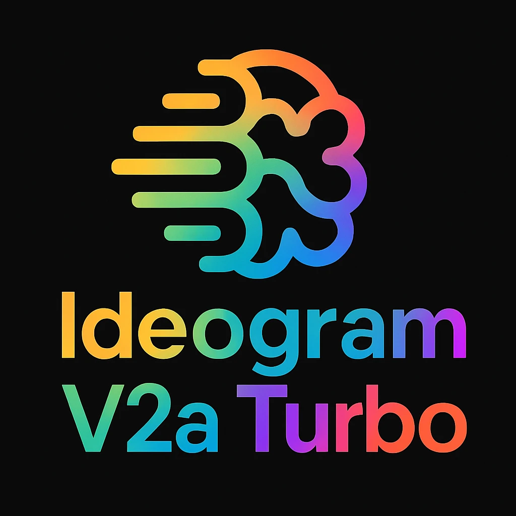 make a colorful text of "Ideogram V2a Turbo", black background, add this logo too emoji