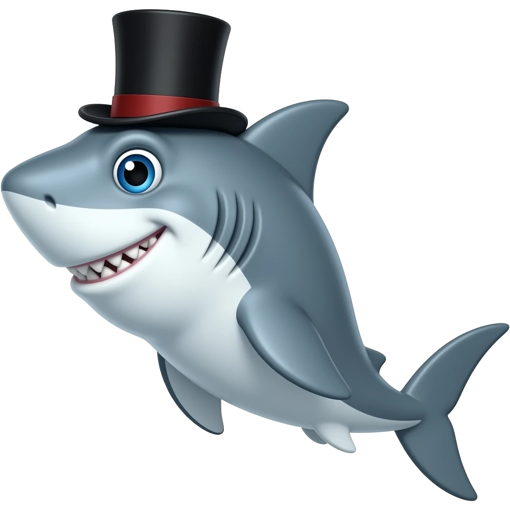 Shark with a top hat emoji