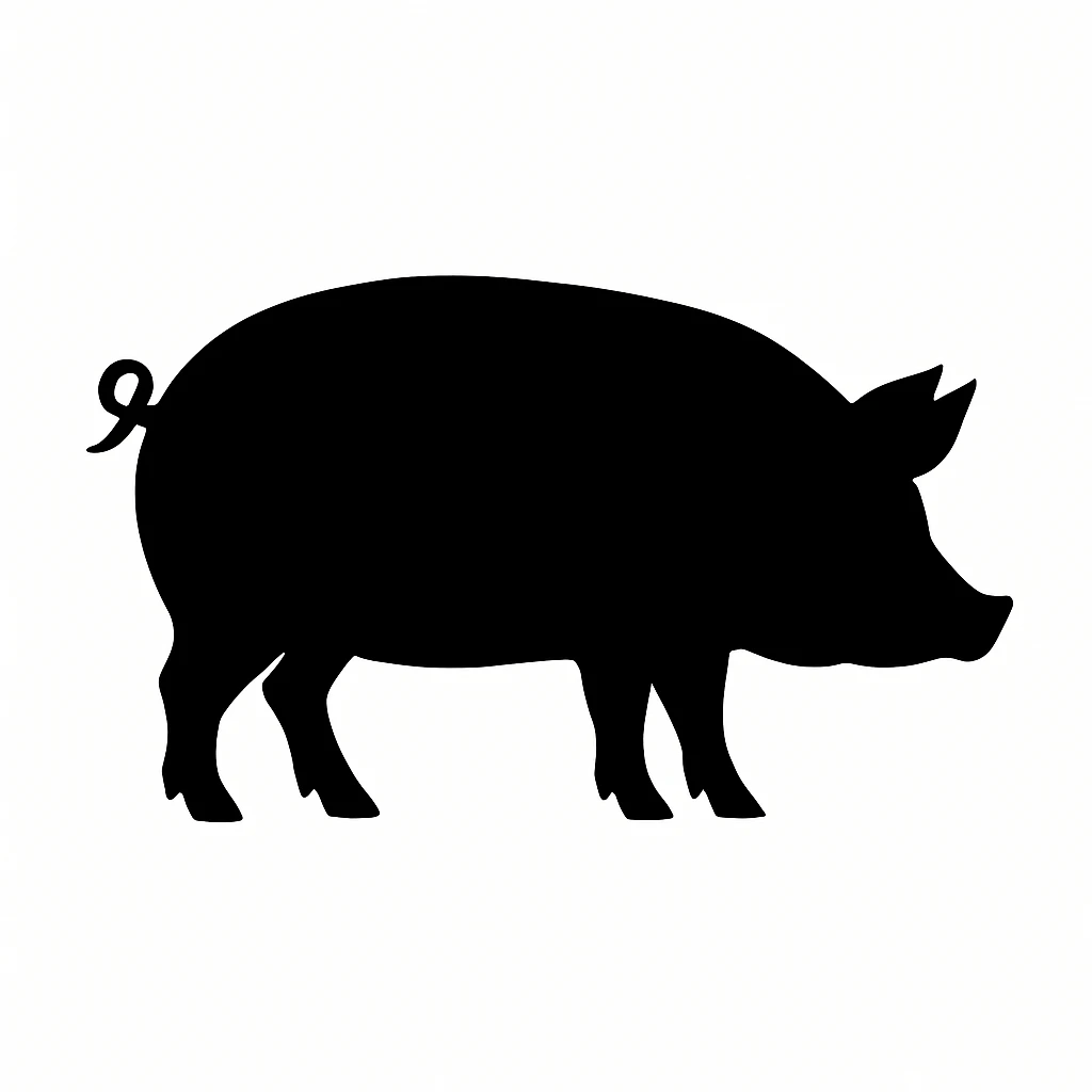Pig black silhouette white background emoji