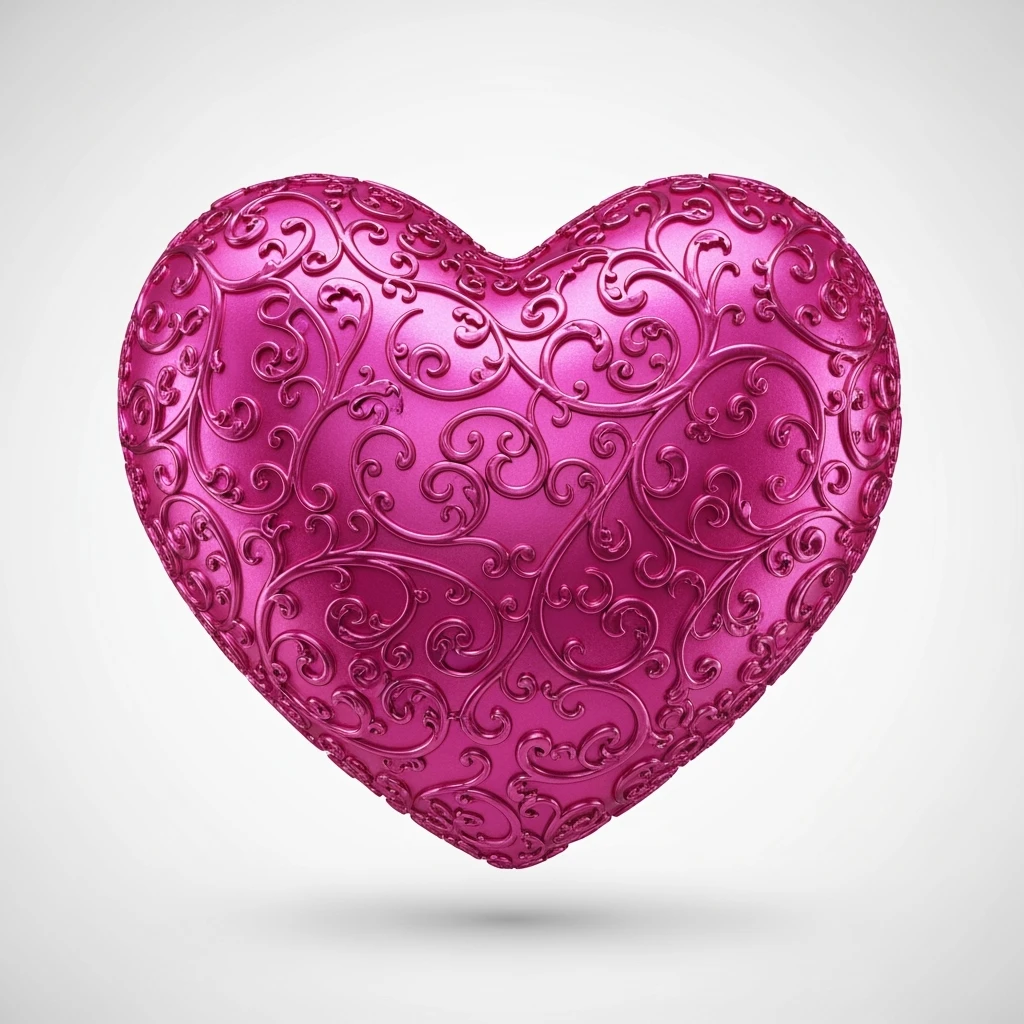 pink heart with a metallic sheen, ultra detailed emoji
