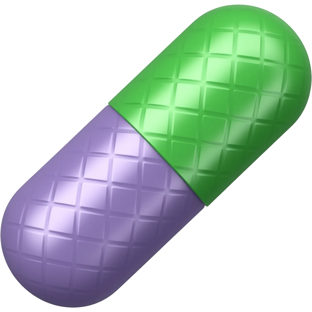 green and purple medication pill emoji