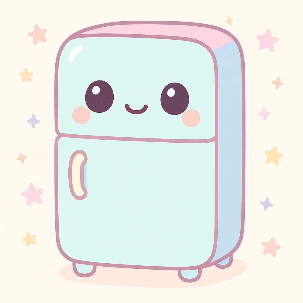 a fridge in a cute kawaii cartoon style emoji