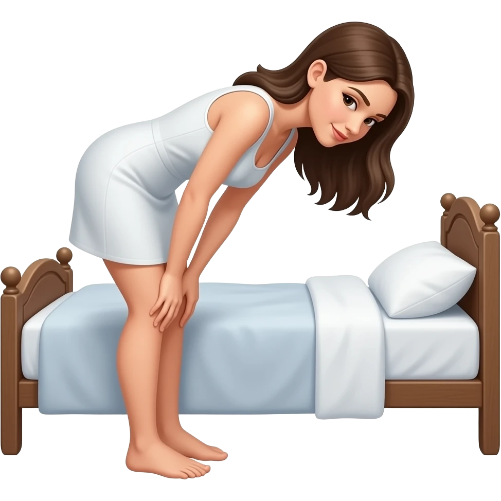 woman bent over standing by bed emoji