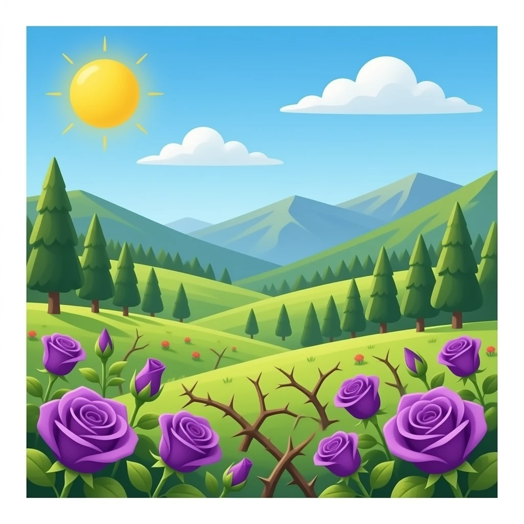 Valley of thorns with purple roses emoji