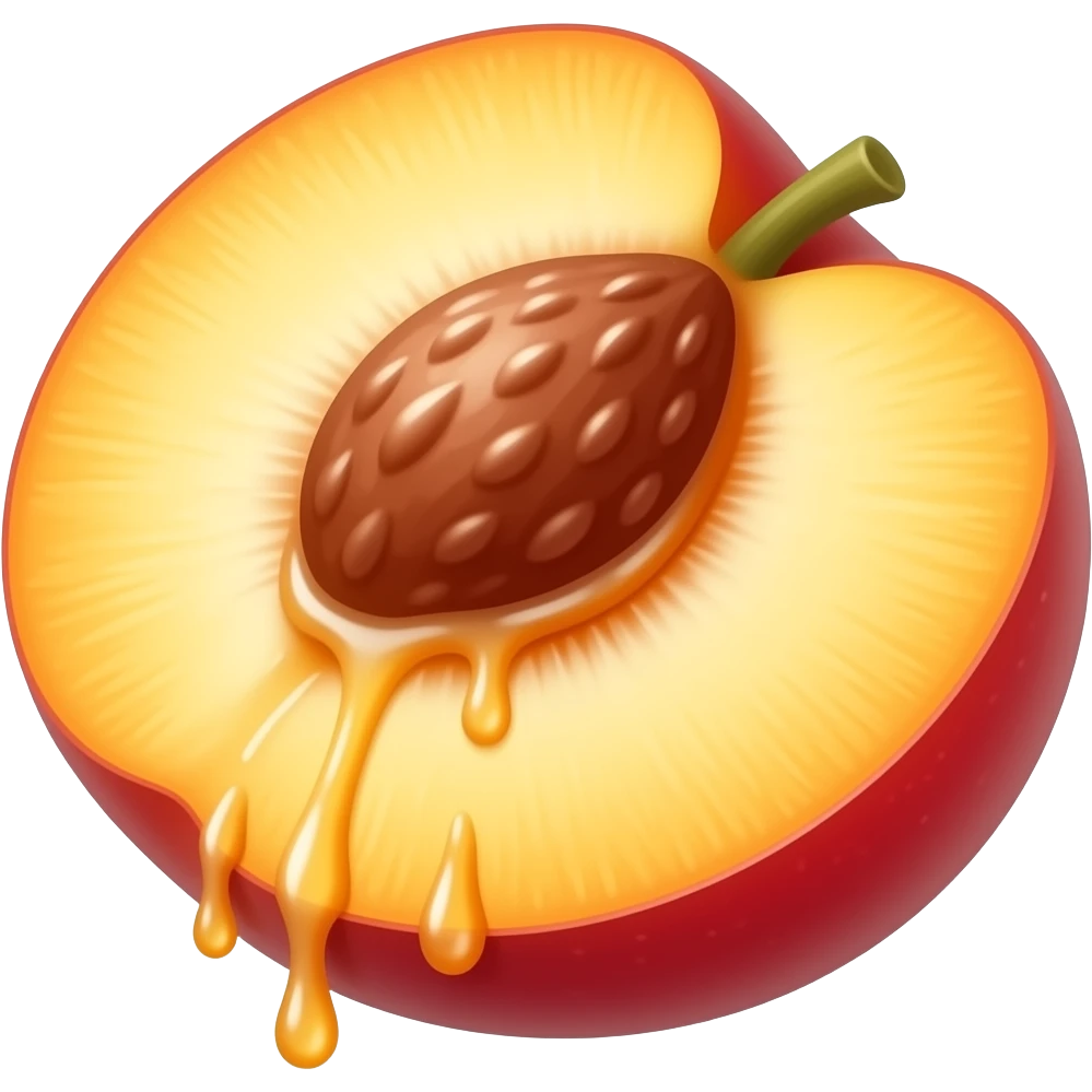 Juice dripping from inside a peach emoji
