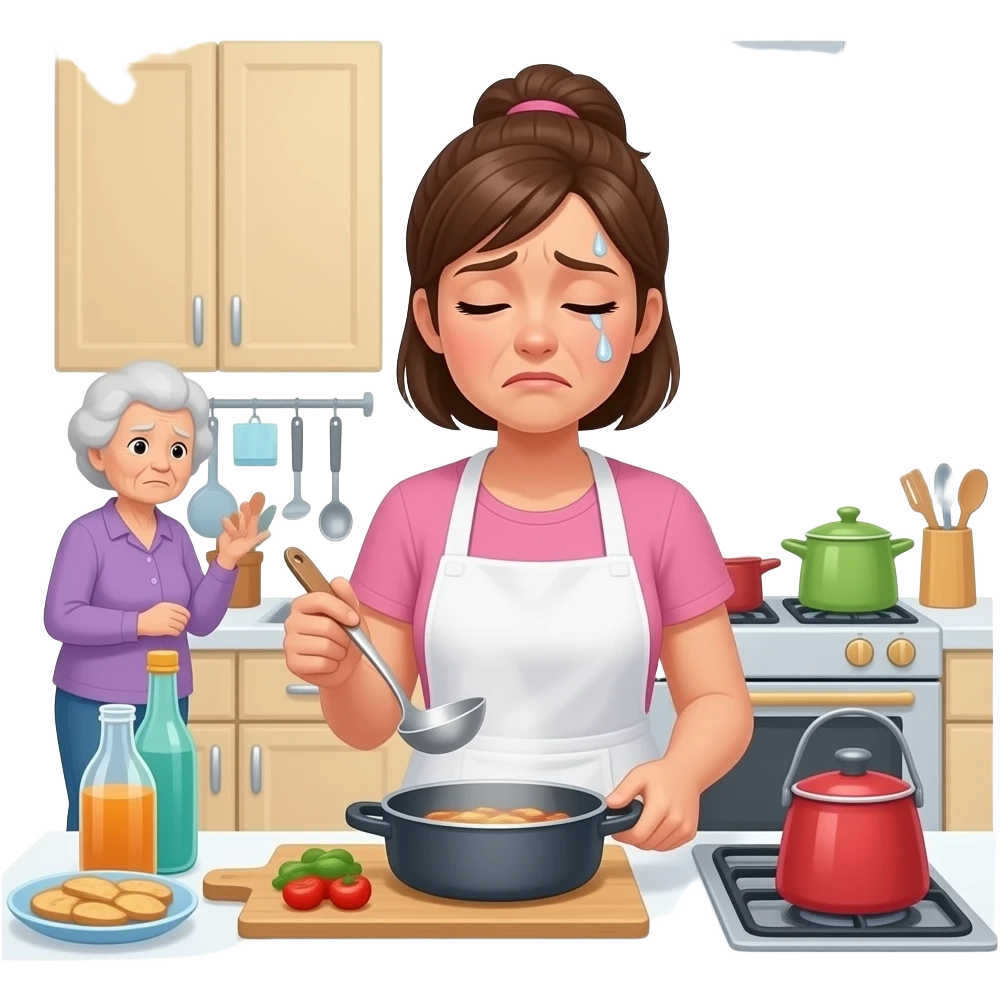a lady completely drained after cooking for a clan of old ladies in a kitty party emoji