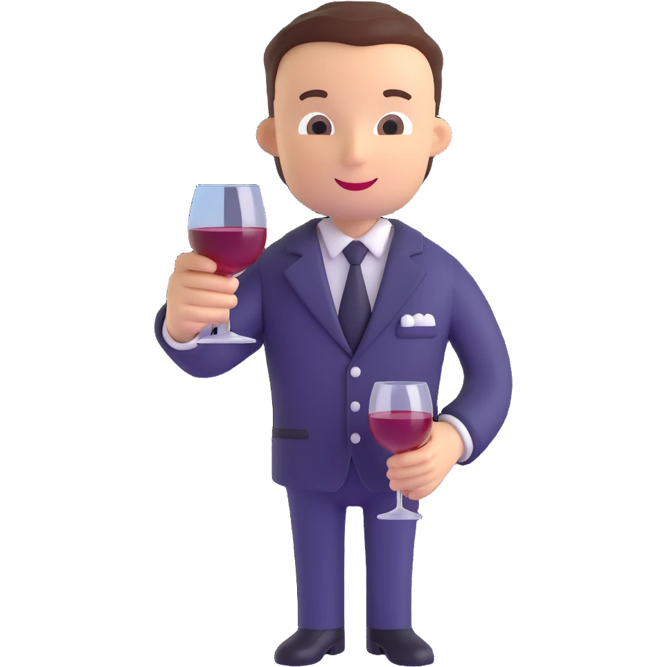upper body of a person wearing a sommelier uniform holding a wine glass, no face visible, bright and professional feeling emoji