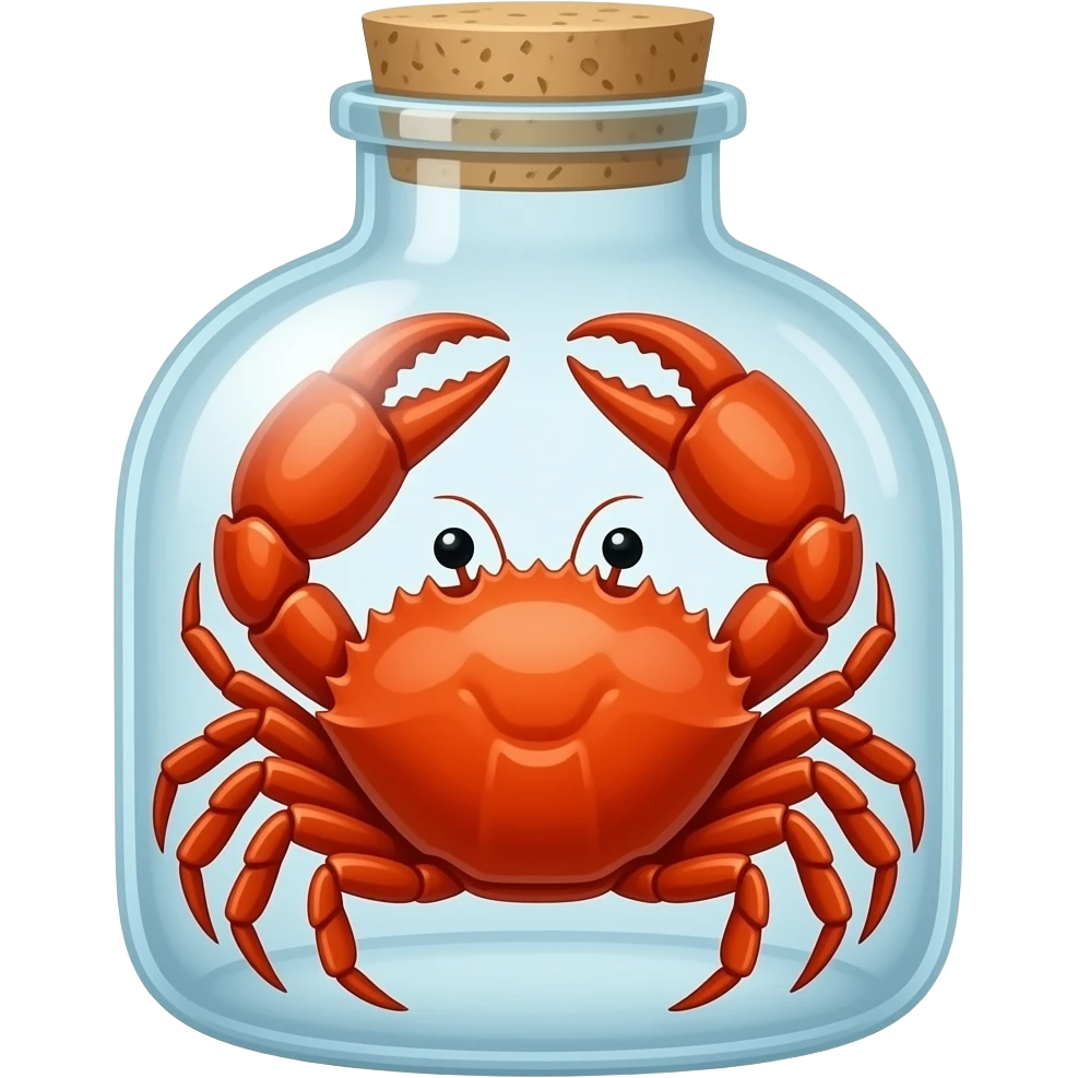 Two crabs in a bottle facing forward emoji