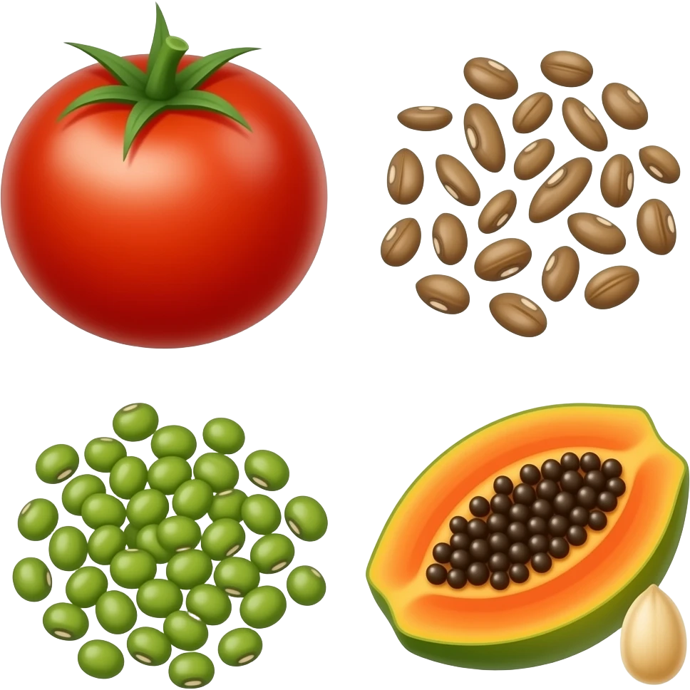 tomato seeds, spanish needles seeds, mung beans seeds, papaya seeds emoji