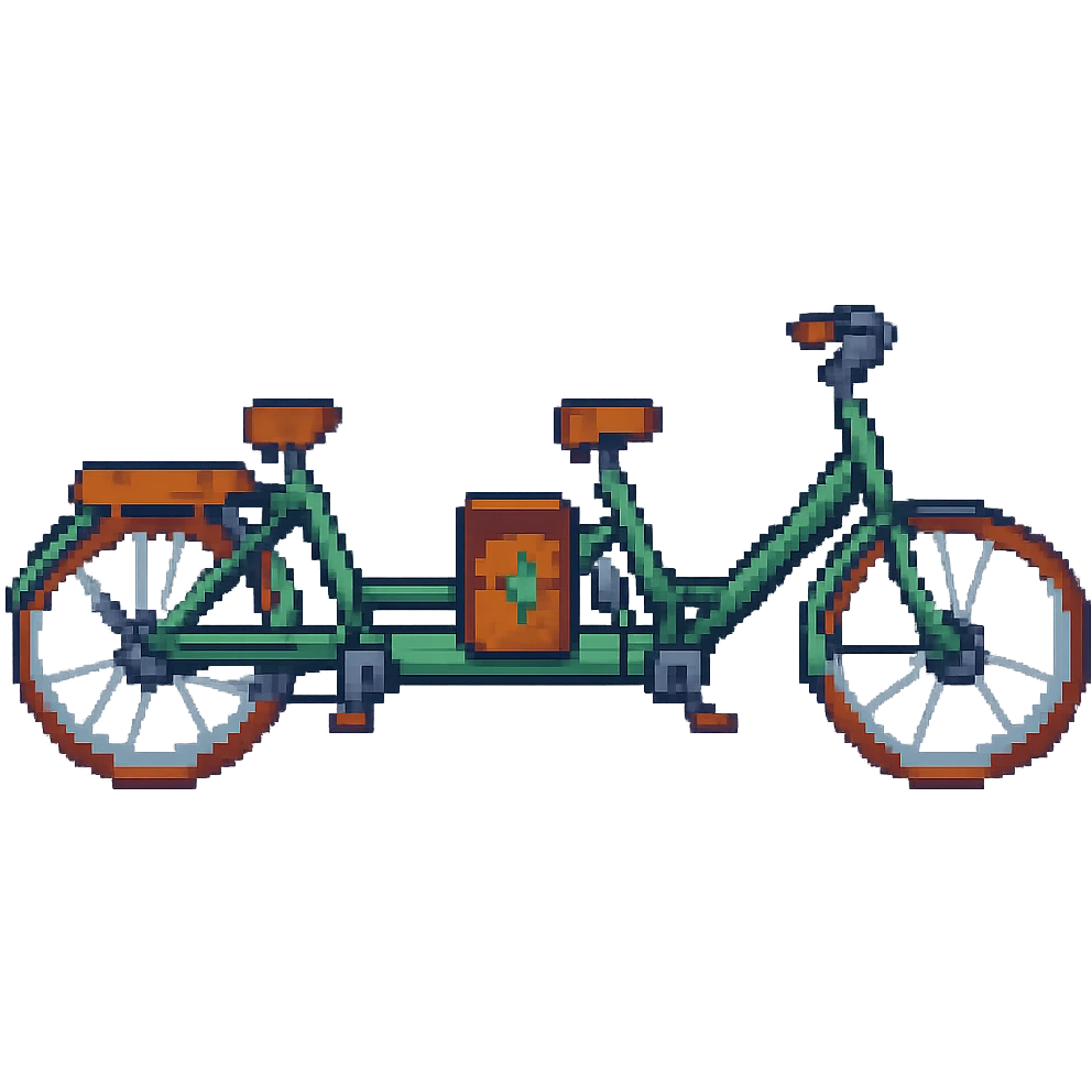 Remove the basket from the tandem citybike, keep pixel art style with transparent background. emoji