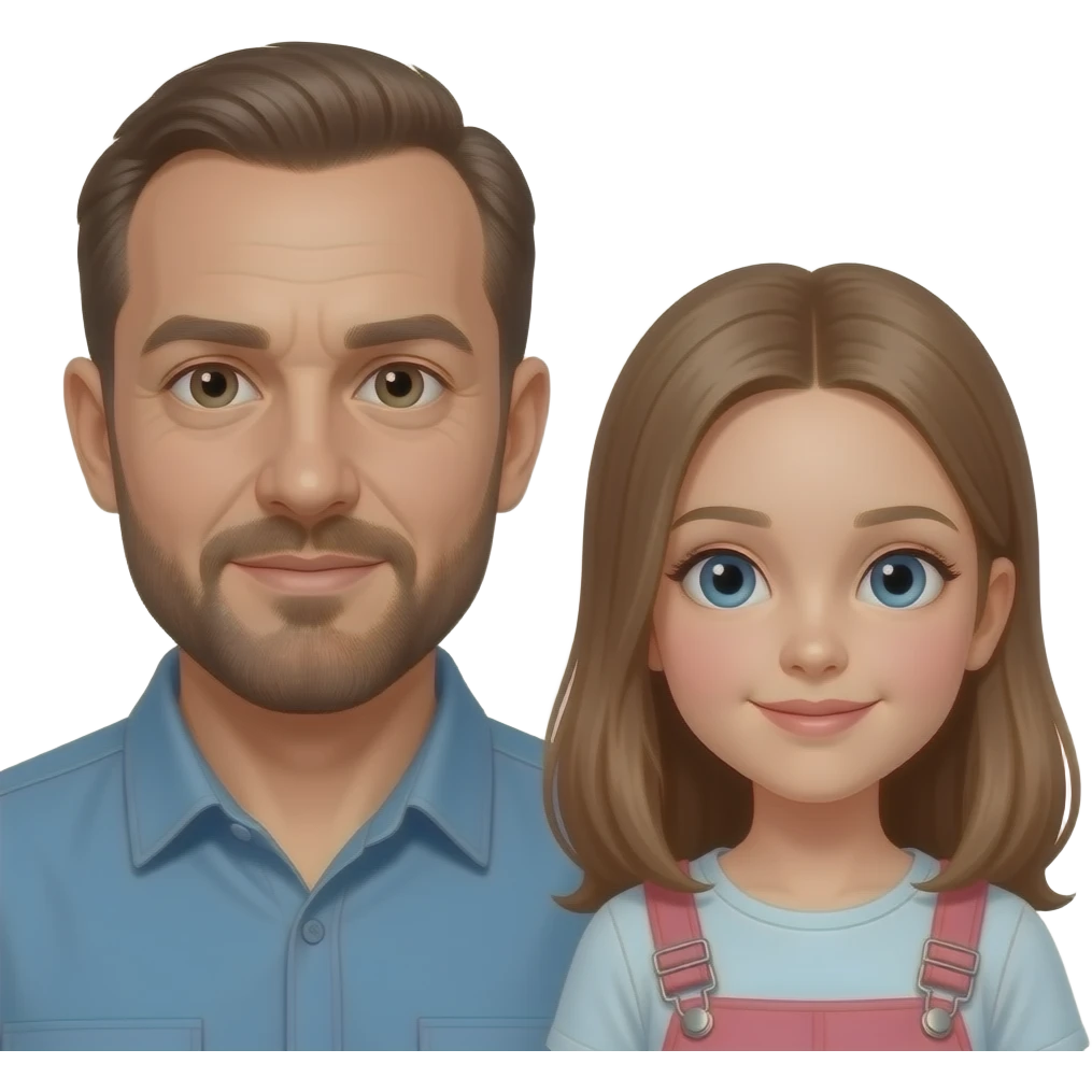 hombre con poco pelo y mucha varva dos niñas de 11 años emoji