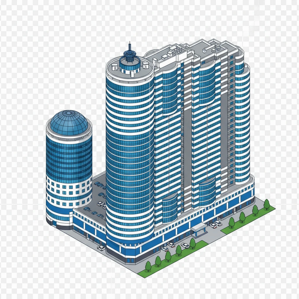 Изометричная, яркая, детализированная, объемная и фотореалистичная иллюстрация ЖК Белый Ангел в Ростове-на-Дону. Чёткие контуры, не размазанные линии, высокое качество, прозрачный фон, не обрезать края картинки emoji