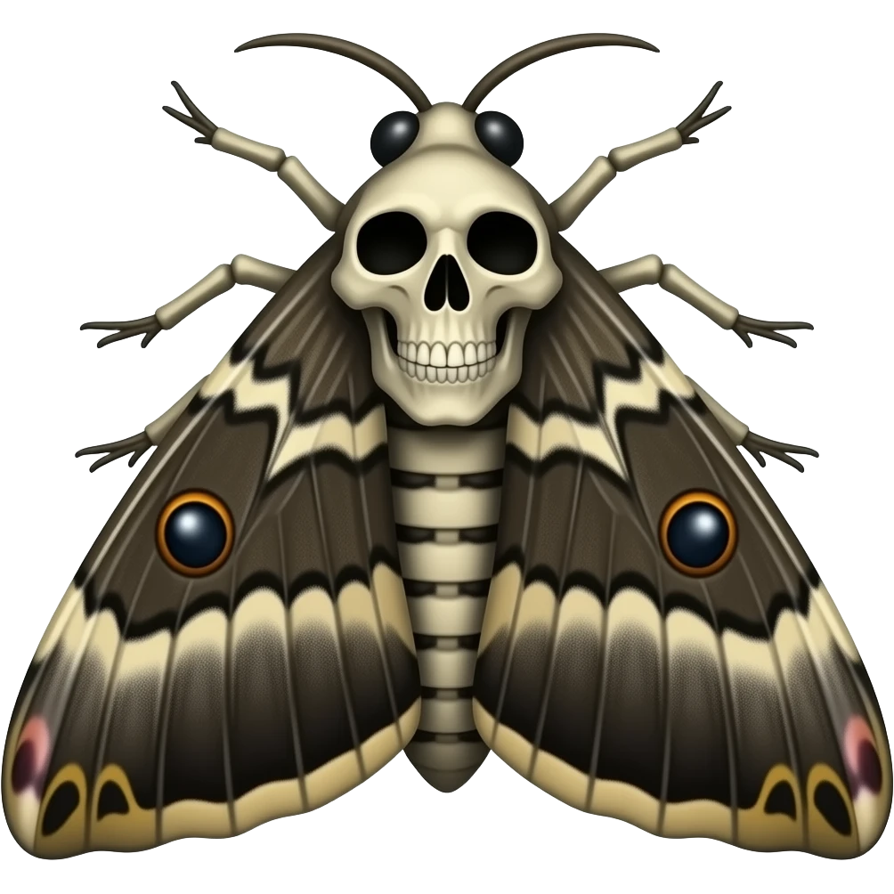 gothic moth with skull emoji