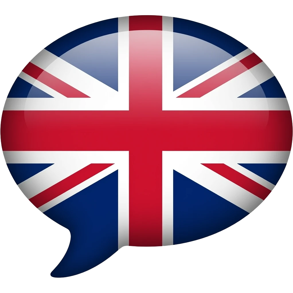 Speech bubble with the UK flag emoji